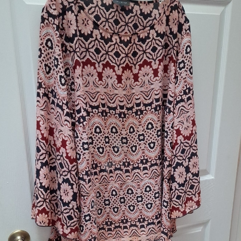a The Limeted Geometric 3/4 Sleeve Plus Size Top 2X